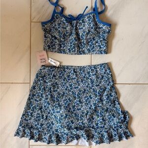 Lime Ricki blue floral swimsuit